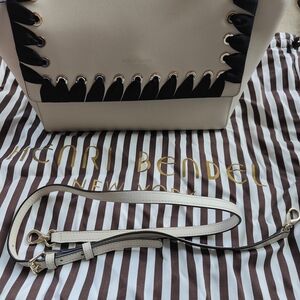Henri Bendel Cream & Black Leather Tote with Strap